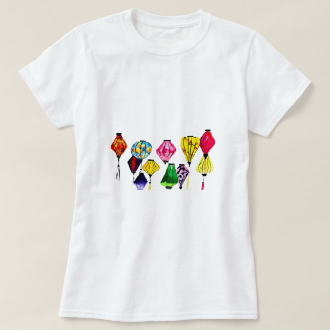 Chinese lantern colourful art T-Shirt (Design Front)