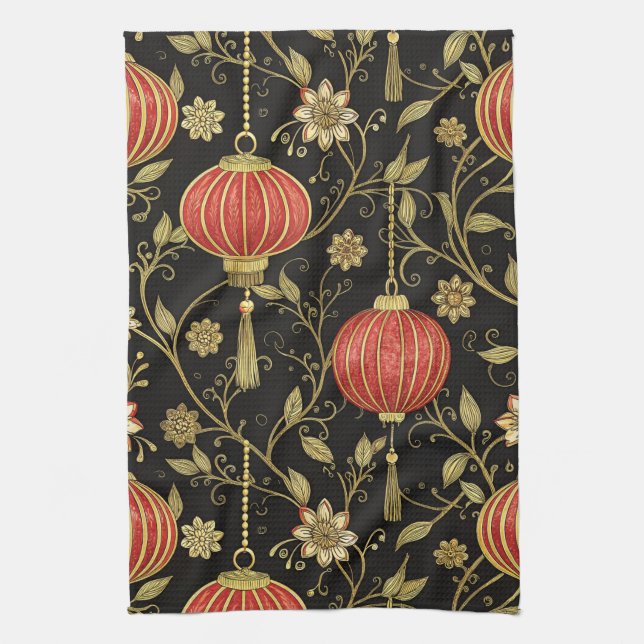 Chinese Lantern Festival (2) Tea Towel (Vertical)