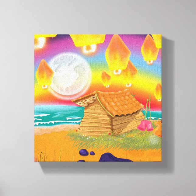 Chinese Lantern on the Beach Canvas Print (Front)