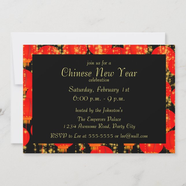 Chinese Lanterns Invitation (Back)