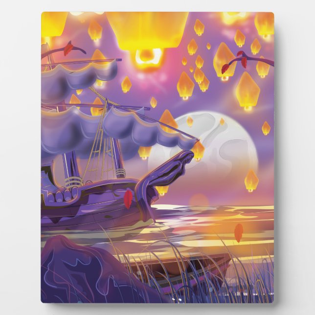 Chinese Lanterns on the Lake Plaque (Front)