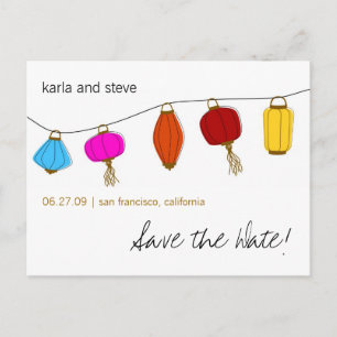 Chinese Lanterns Save the Date Announcement Postcard