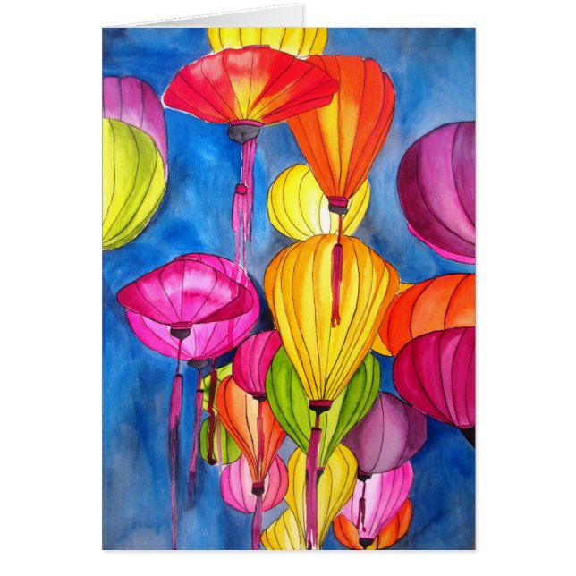 Chinese Lanterns watercolour fine art (Front)