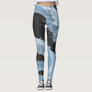 Chinese Light Blue Dragon Art Fantasy Design With  Leggings