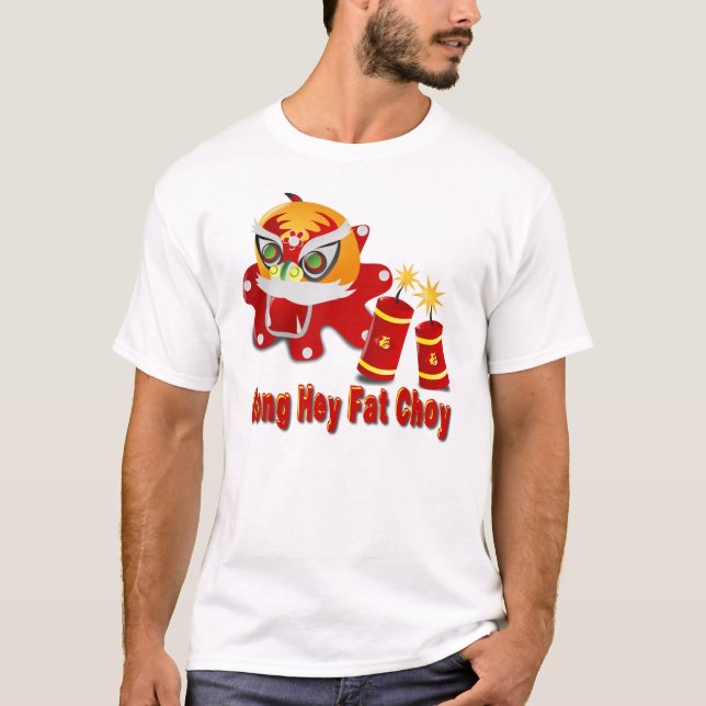 Chinese Lion and Firecrackers T-Shirt (Front)