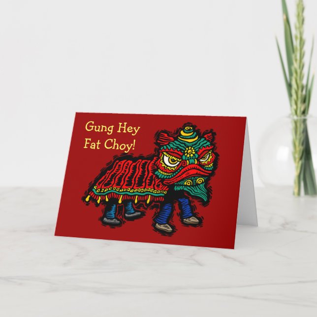 Chinese Lion Dancer Greeting Card (Front)