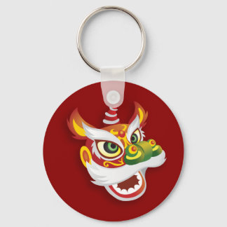 Chinese Lion Head - Red Key Ring
