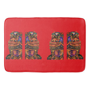 Chinese lions bath mat