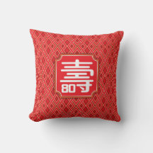 Chinese "longevity" 80th birthday Throw Pillow