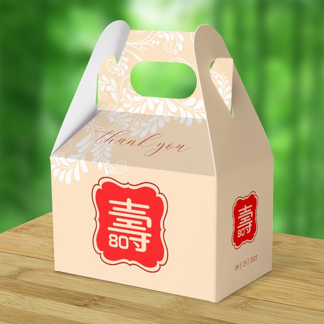 Chinese Longevity Birthday (99 & younger) - Ivory Favour Box (Creator Uploaded)