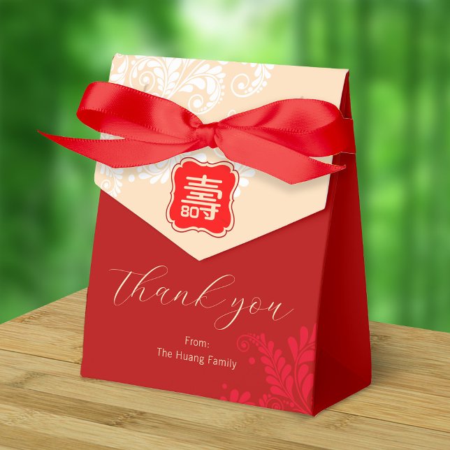 Chinese Longevity Birthday (99 & younger) Red Favour Box (Red Ribbon is not included)