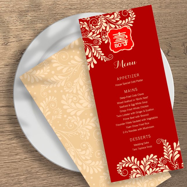 Chinese "Longevity" Birthday Menu (RED) (Creator Uploaded)