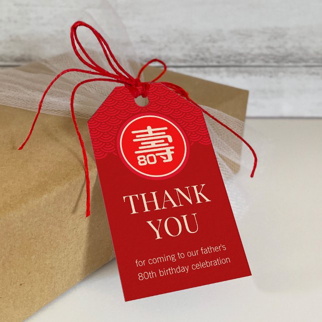 Chinese "Longevity" Birthday (RED) Gift Tags (Creator Uploaded)