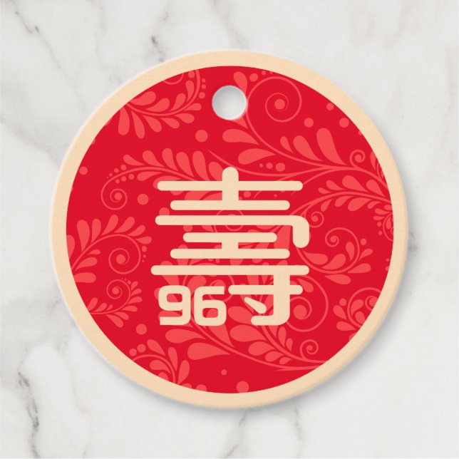 Chinese "Longevity" Birthday Tag (any age) (Front)