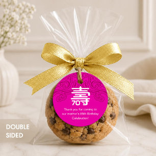 Chinese "Longevity" Birthday Tag - PINK (any age)