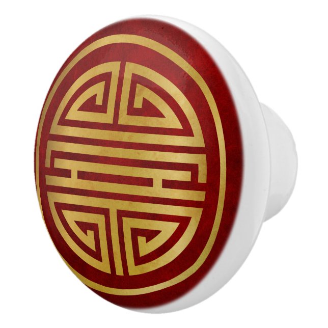 Chinese Longevity Symbol Ceramic Knob (Right)
