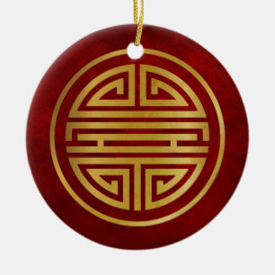 Chinese Longevity Symbol Ceramic Tree Decoration