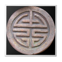 Chinese Longevity Symbol on an Old Roof Tile