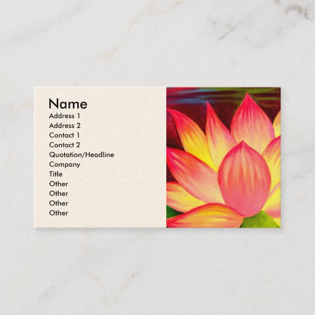 Chinese Lotus Water Lily Flower Art Business Card (Front)