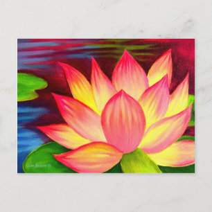 Chinese Lotus Water Lily Flower Art - Multi Postcard