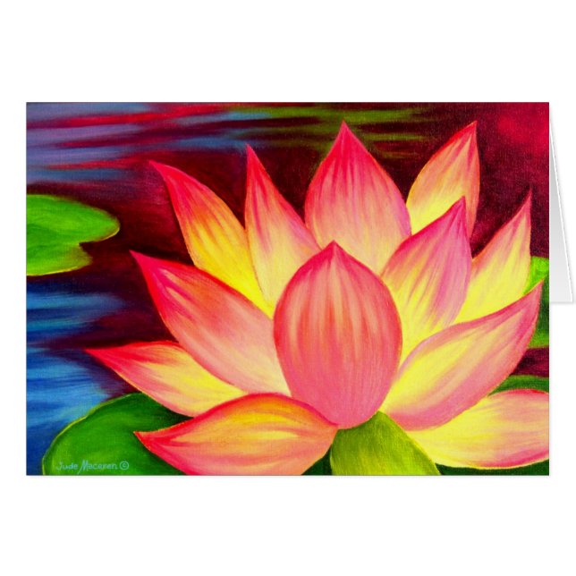 Chinese Lotus Water Lily Flower Painting (Front Horizontal)