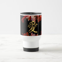 Chinese love symbol on red fractal