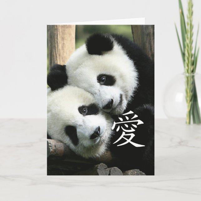 Chinese Loving Little Giant Pandas Card (Front)
