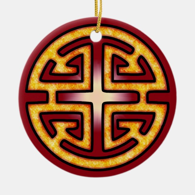 Chinese Lu Symbol Ceramic Tree Decoration (Front)