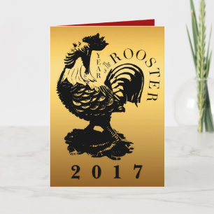 Chinese Luck Rooster custom Year Zodiac Birthday C Holiday Card