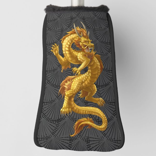 Chinese Lucky Gold Dragon Golf Putter Cover (Rotate 90)