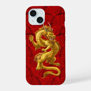 Chinese Lucky Gold Dragon iPhone 15 Phone Case