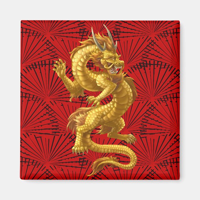 Chinese Lucky Gold Dragon Magnet (Front)