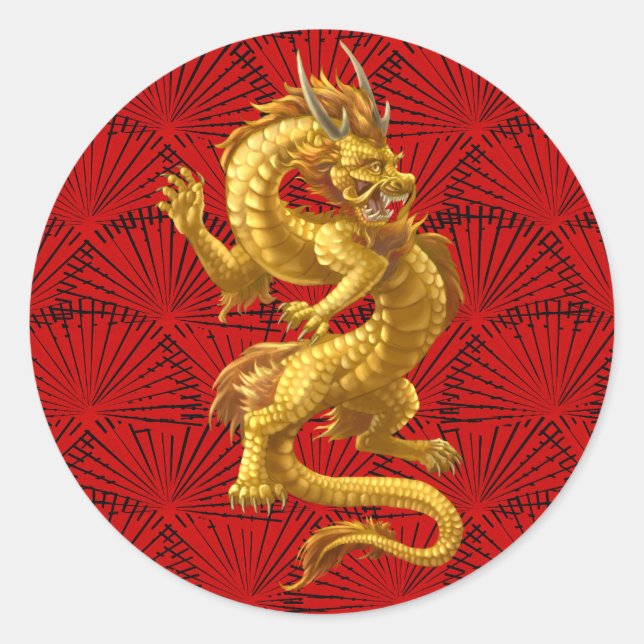 Chinese Lucky Gold Dragon Stickers (Front)