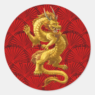 Chinese Lucky Gold Dragon Stickers