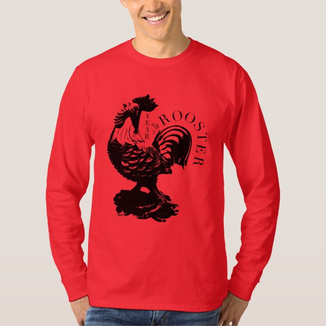 Chinese Lucky Rooster New Year 2017 red Tee (Front)