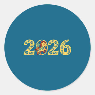 Chinese Lunar Horse Classic Round Sticker