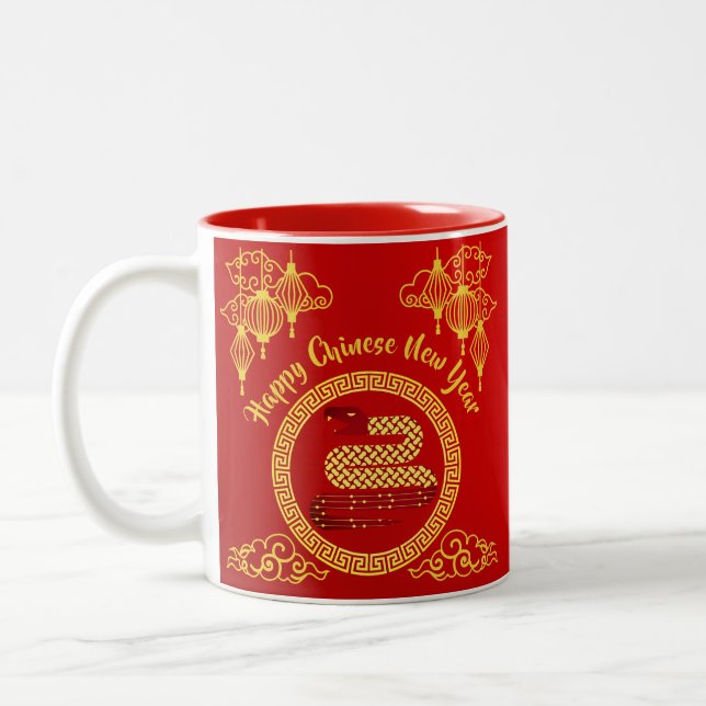 Chinese Lunar New Year 2025, Year Of The Snake Two-Tone Coffee Mug (Left)