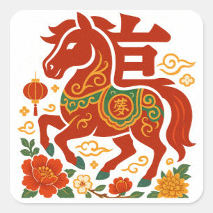 Chinese Lunar New Year 2026 Square Sticker