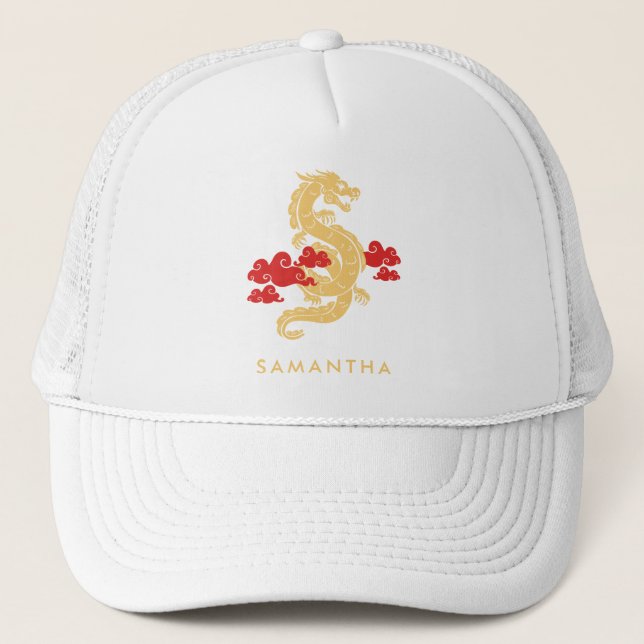 Chinese Lunar New Year Dragon 2024 Personalised Trucker Hat (Front)