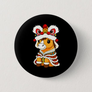 Chinese Lunar New Year Lion Dance Cute Horse China 6 Cm Round Badge