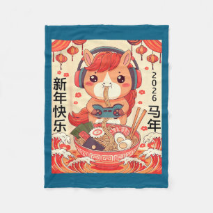 Chinese Lunar New Year Of The Horse 2026 Ramen Noo Fleece Blanket