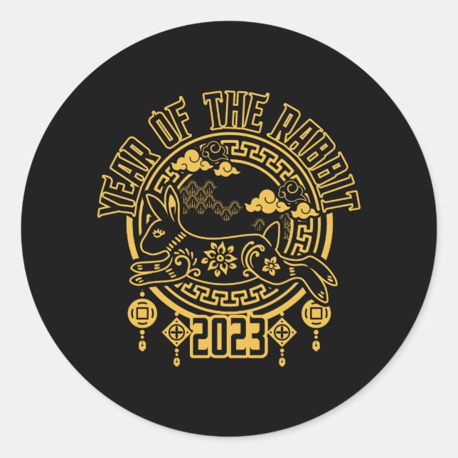Chinese Lunar New Year of the Rabbit Classic Round Sticker (Front)