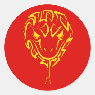 Chinese Lunar New Year of the Snake 2025 4723 Wood Classic Round Sticker