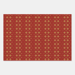 Chinese lunar new Year Red Gold Golden Zodiac Wrapping Paper Sheet