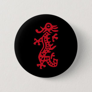 Chinese Mah Jong Red Dragon Tile Mahjong Costume  6 Cm Round Badge
