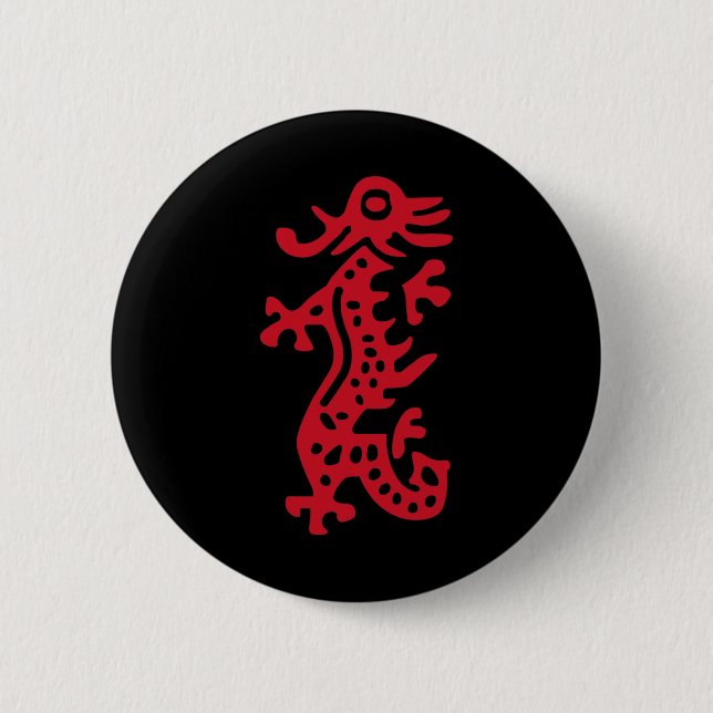 Chinese Mah Jong Red Dragon Tile Mahjong Costume  6 Cm Round Badge (Front)