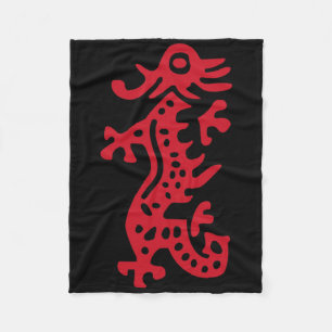 Chinese Mah Jong Red Dragon Tile Mahjong Costume Fleece Blanket