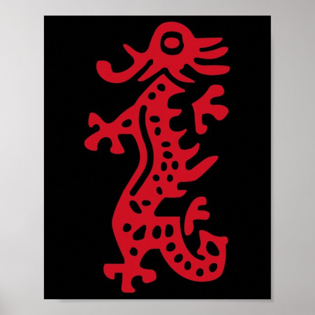 Chinese Mah Jong Red Dragon Tile Mahjong Costume  Poster (Front)