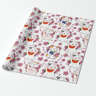 Chinese Maneki-neko Cats Wrapping Paper