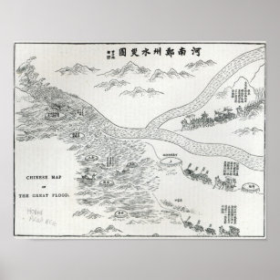 Chinese map of the Great Flood Poster